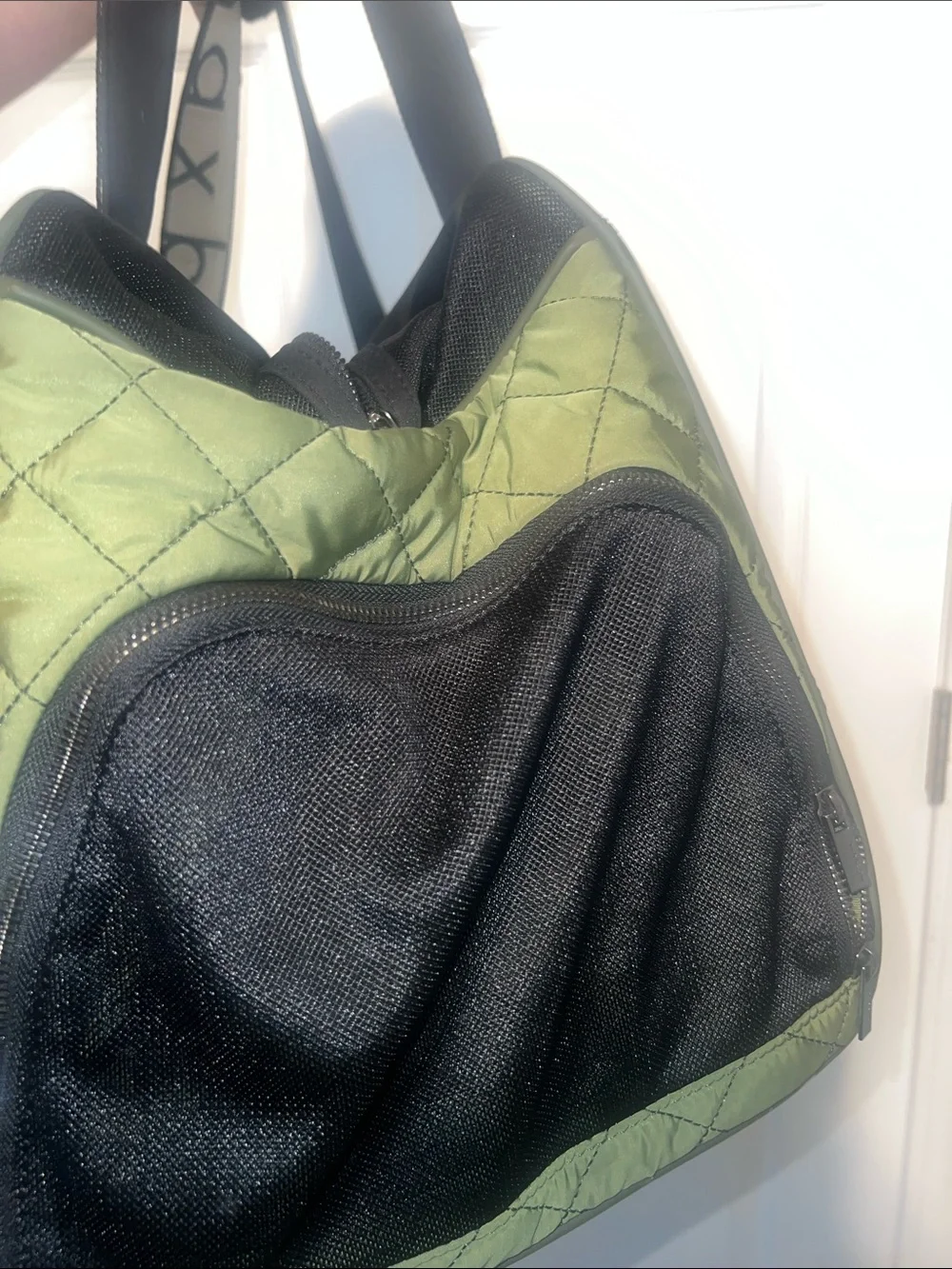 Maxbone Quilted Olive Green pet carrier with Branded Strap
